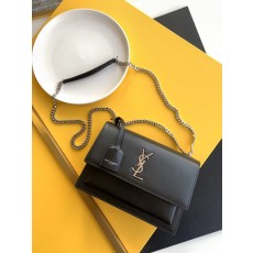 세인트로랑 모노그램 선셋 미디움 체인 숄더백 블랙 금장 (22cm)